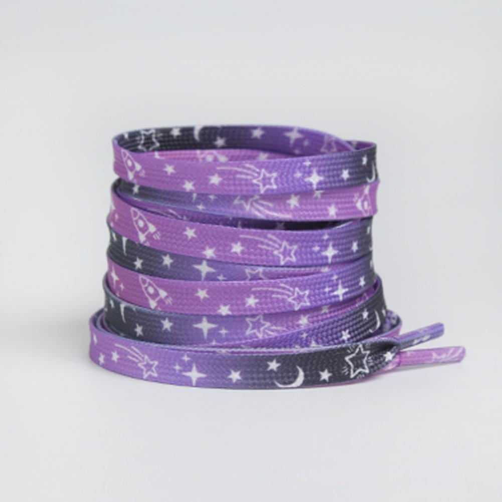 Flat Love Heart Shoe Laces Star Moon Sky Smoke Purple Shoelace Cute Pattern Casual Canvas Printing Shoelaces for AF1 Sneakers