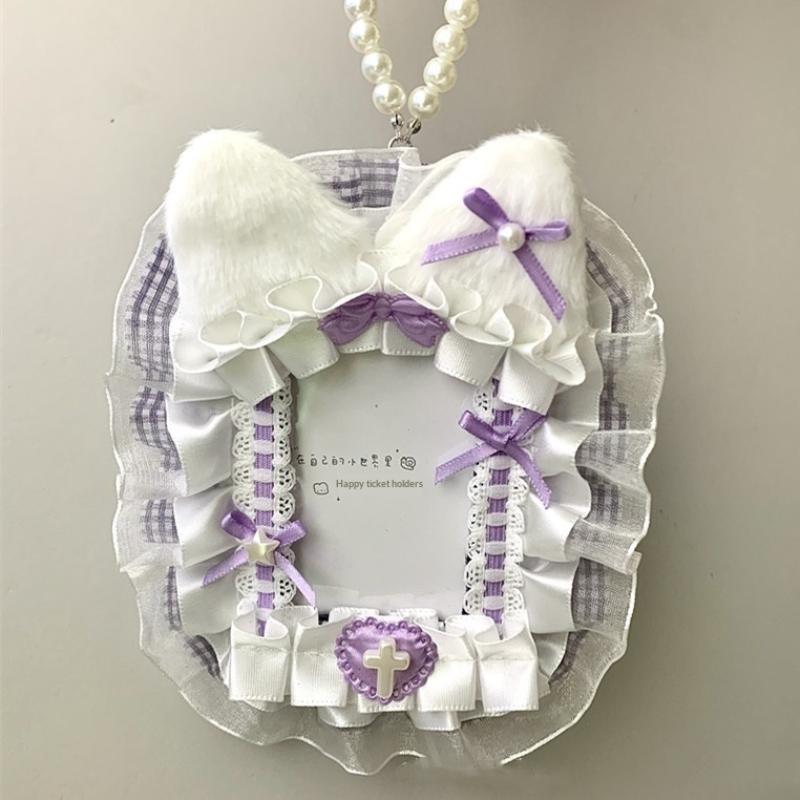 Plush Lace Photocard Holder Lolita Anime Kpop Idol Display Card Protector for Collectors Photo Safe Storage