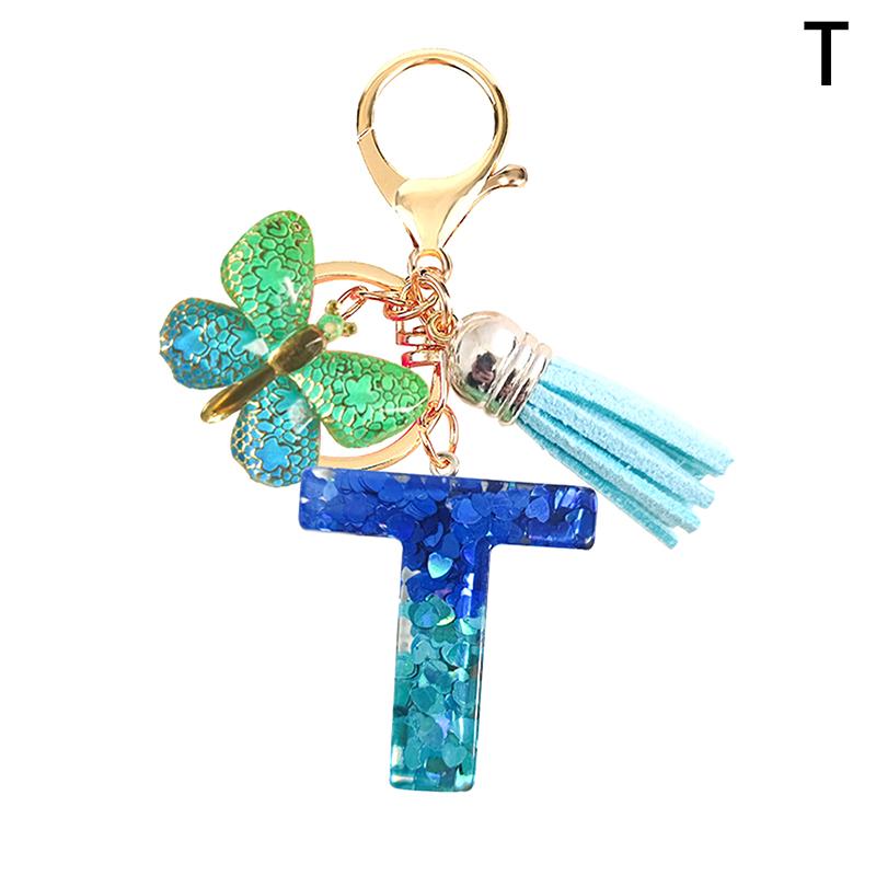26 английских букв алфавита кисточки брелок акриловая бабочка кулон брелок для женщин подарок ювелирные изделия аксессуары