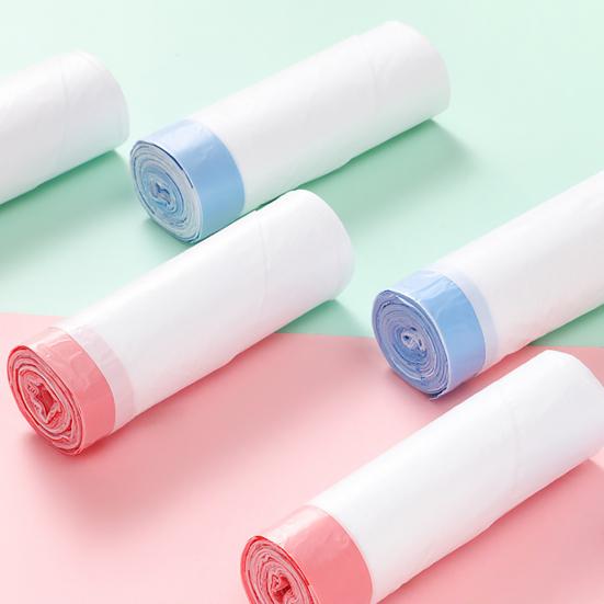 20Pcs/Roll Garbage Bag Leak-proof Strong Load-bearing Drawstring Tie Design Disposable Portable Automatic Closing Waste Bag Office Supply