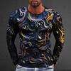 Grafik Abstrak Moda Dizayneri Kundalik Erkaklar 3D Print Futbolka Tee Sport Ochiq Havoda Dam Olishga Chiqish Futbolka Kumush Qora Oq Uzun Qisma