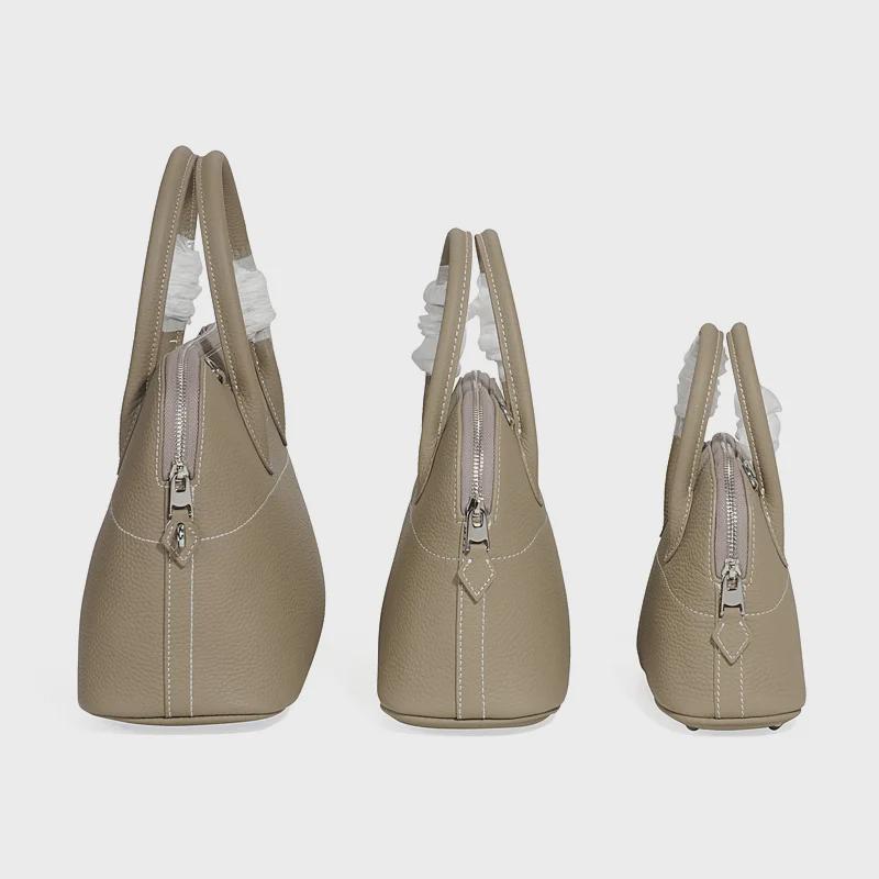 Новая женская сумка из натуральной кожи с узором личи 2024 года - европейский и американский модный дизайн в виде ракушки