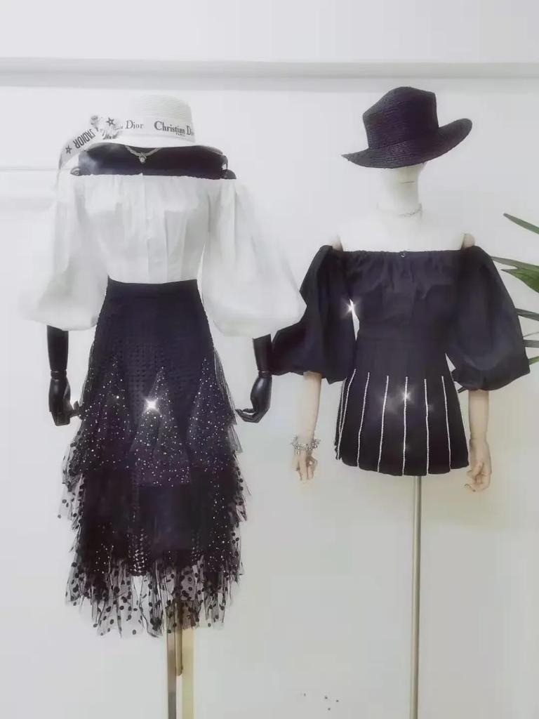 Летняя рубашка на одно плечо с французскими рукавами-фонариками 2021 года для женщин