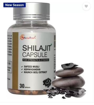 Капсулы Aayatouch Shilajit с Цфатом Мулси для силы, мощи и выносливости, 30 капсул