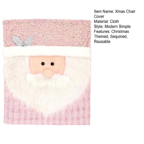 Рождественский чехол на стул Санта-Клауса, снеговика, оленя, чехол на спинку стула, розовый чехол с блестками для столовой, кухни, отеля, декор для вечеринки