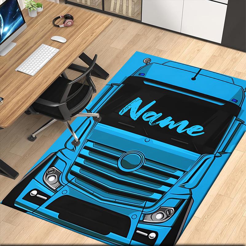 Custom Name Car Printed Carpet, for Office Chair Living Room Bedroom Kitchen Room Decor Gifts.