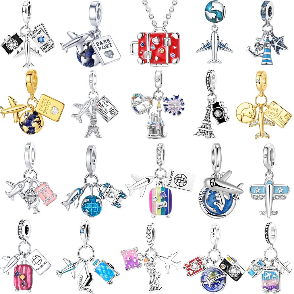 Новые Оригинальные Медные Дорожные Шармы Самолет Багаж Земля Бусины Подвески Подходят для Браслета Ожерелья DIY Ювелирный Подарок