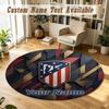 Round Rug Custom NameAtletico Madrid Pattern Non Slip Carpet Home Floor Decor