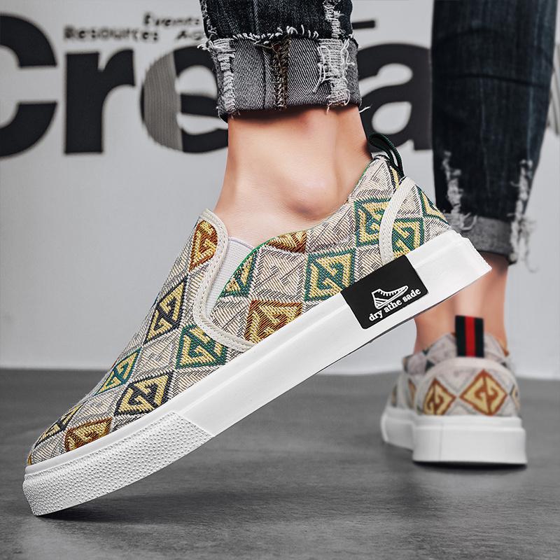 Модные фирменные повседневные лоферы для мужчин с дизайнерским принтом, мужская парусиновая обувь, удобные кроссовки на плоской подошве, роскошная мужская обувь для скейтбординга