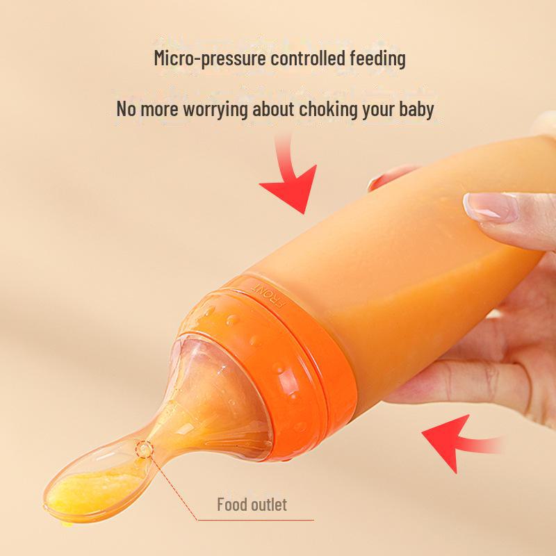 Силиконовая бутылочка для кормления Baby Squeeze с мягкой ложкой для рисовой каши