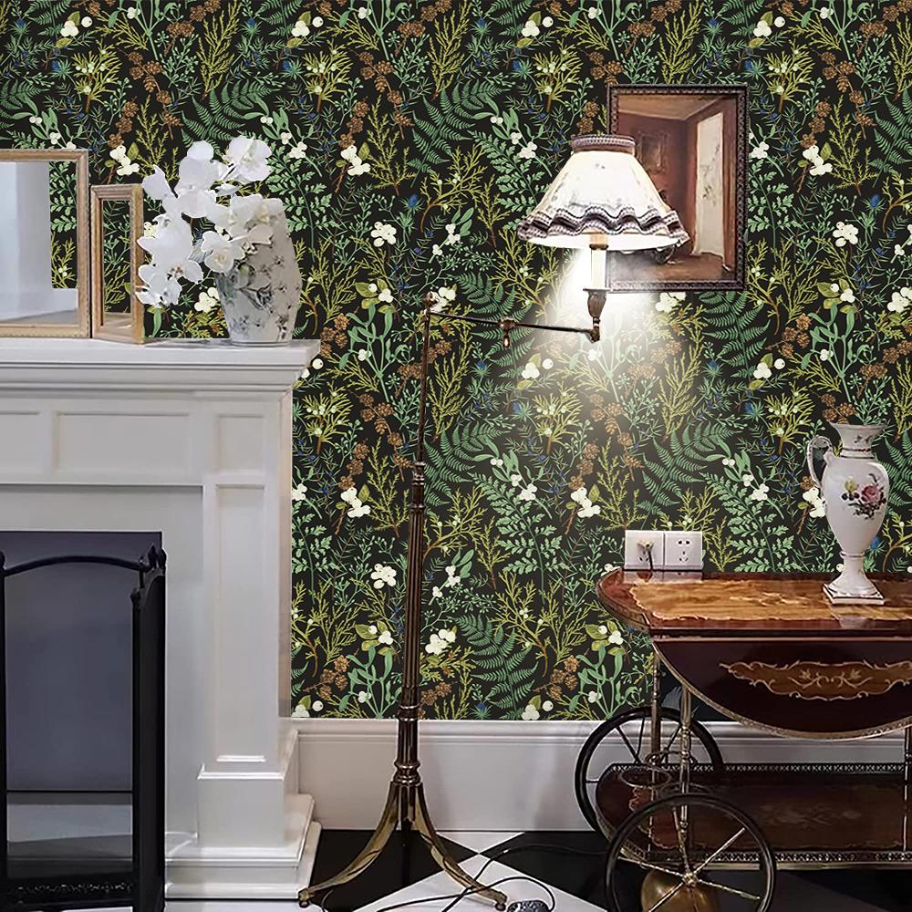 Тропический мох, лист, обои самоклеящиеся, черные, белые, цветочные, съемная контактная бумага для стен спальни, шкафов