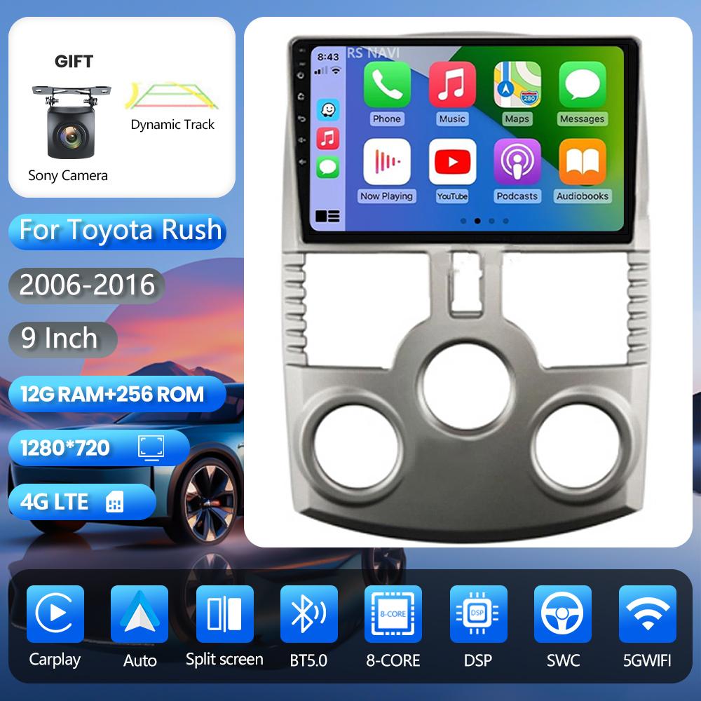 Autoradio Stéréo Android 16 pour Toyota Rush DAIHATSU TERIOS 2006-2016 avec Carplay Auto, Unité Centrale Stéréo RHD Snapdragon