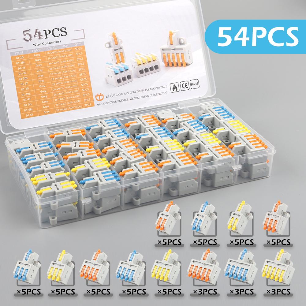 Рычажные быстрые мини-соединители для проводов 1 вход - несколько выходов Компактные соединители для сращивания проводов Подключение для вставных домашних клеммных блоков 32А