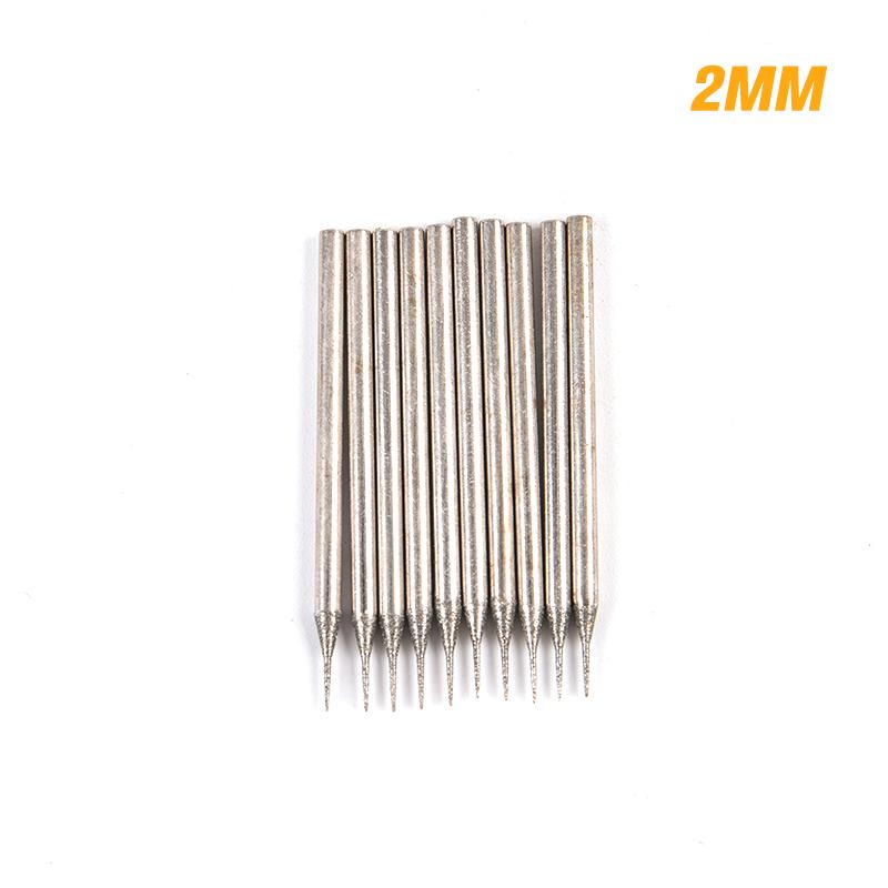 10 шт., 0,6-4 мм, алмазные шлифовальные насадки, хвостовик 2,35 мм для стеклянного камня, нефрита