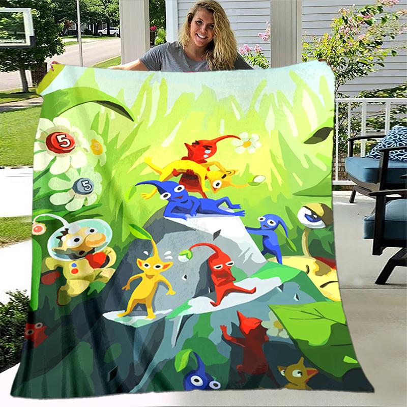1pc Blanket Pikmin Print Design, Lightweight Blanket for Sofa, Bed- Soft &Warm, Gift for All Seasons like Christmas, Halloween