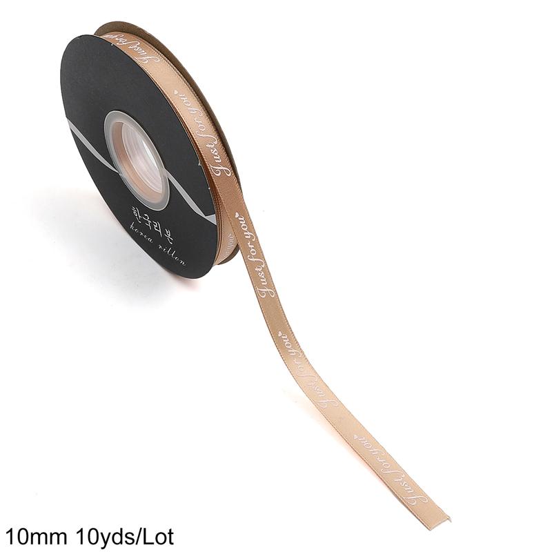 10yards/bag 10mm Classic English Pure Color Ribbon For Flower Gift Packaging Hair Rope Accessories