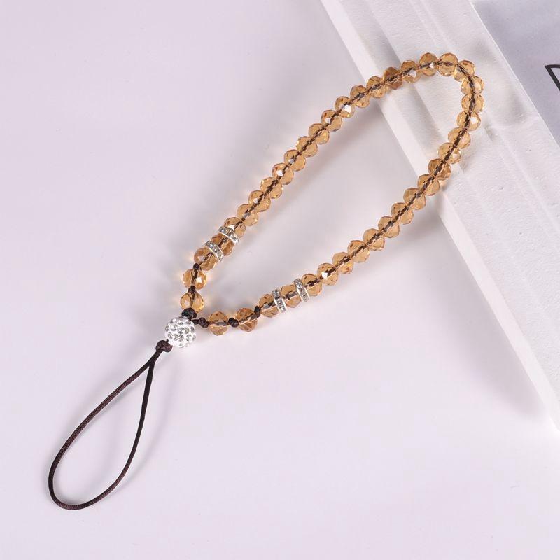 Crystal Beads Phone Short Lanyard Drop-Resistant Halter Lanyard DIY Girls' Solid Color Flat Beads