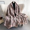 Flower Imitation Cashmere Scarf Women's Fashion Warm Versatile Scarf Autumn and Winter Thickened High-end Shawl