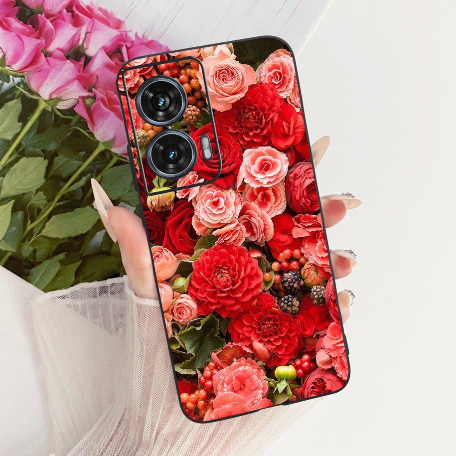 Чехол Для Motorola Edge 50 Fusion Чехол XT2429-1 Популярный Цветок Мягкий Черный Силиконовый Чехлы Для Телефона Для Motorola G96 5G MotoG96 Funda