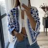 Кардиган Пальто Рубашка V-образный вырез Длинный рукав Однобортный Цветочная вышивка Женская Блузка для Свидания Леди