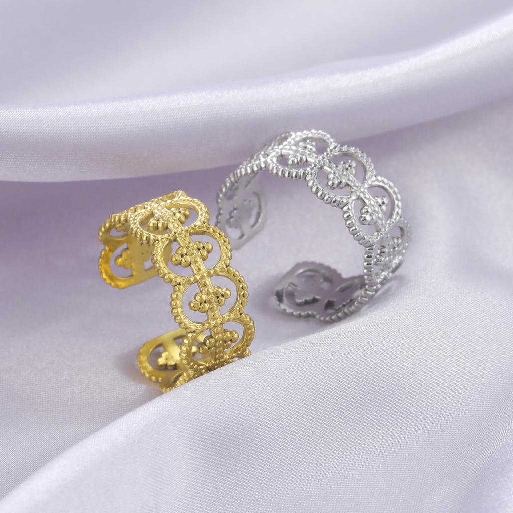 Cazador Aesthetic Geometric Filigree Rings for Women 2026 Adjustable Rings Stainless Steel Jewelry Wedding Mother Gift New in