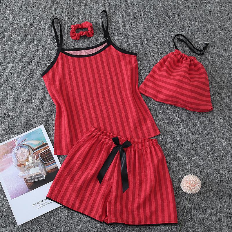 Комплект хлопковой пижамы для парного ношения родитель-ребенок - Женская майка и шорты с детской домашней одеждой из 7 предметов.