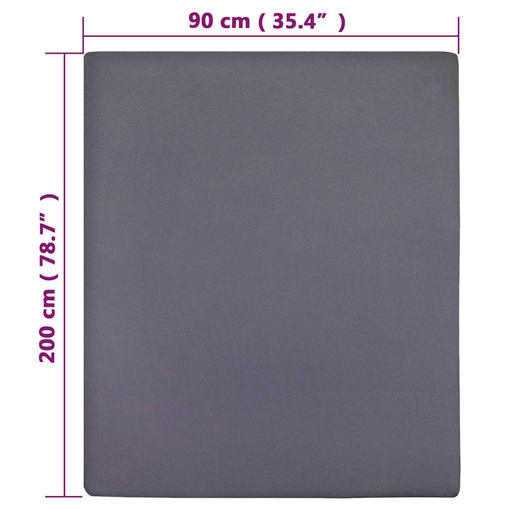 vidaXL Spannbettlaken 2 Stk. Jersey Anthrazit 90x200 cm Baumwolle