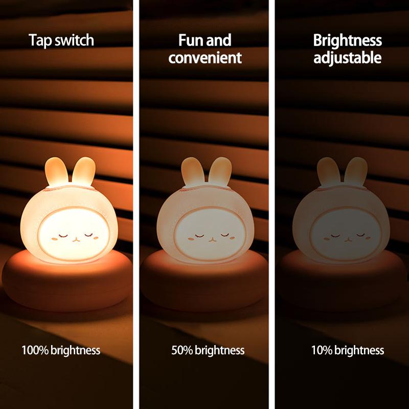 Children's Night Light Bear Rabbit Baby Nightlight Cute for Home Bedroom Kid USB Cartoon Led Lamp Christmas Gift