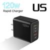 3PD + 2USB Phone Charger Adapter 120W PD Charger Universal USB C Charger