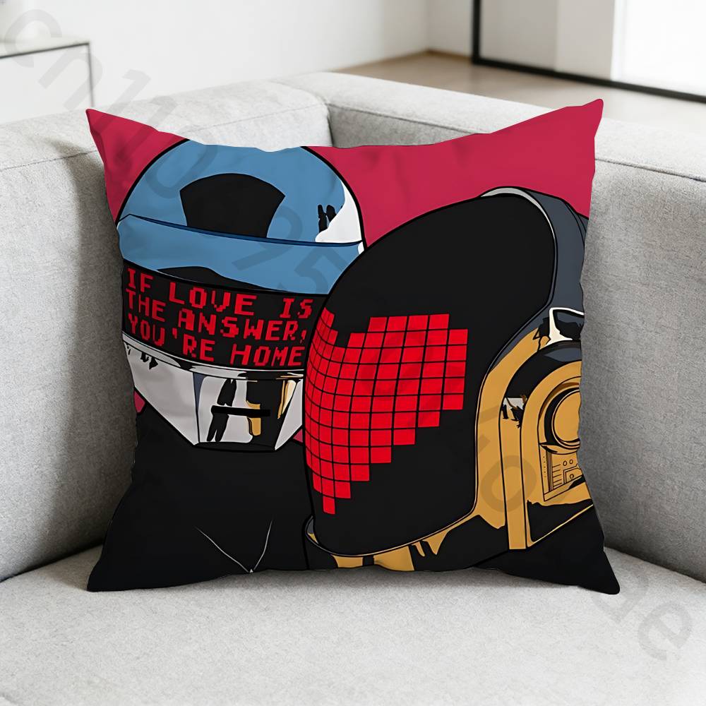 DDaft PPunk Band Pillow Case Antidustmite Pillowcase Invisible zipper silky short plush Sofa cushion cover