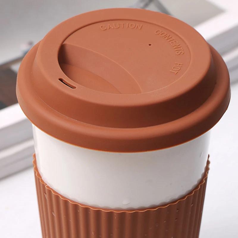 12.8Oz Ceramic Coffee Mug with Silicone Lid - Portable Travel Cup for Milk, Tea & Office/Home Use, Creative Design