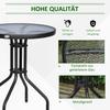 Bistro Coffee Table Outdoor Tempered Glass Top Table Garden Round Dining Table - 60cm Diameter