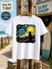 1pc Mens Graphic T Shirt Van Gogh Style Starry Night Inspired Black Cat Print Short Sleeve Crew Neck