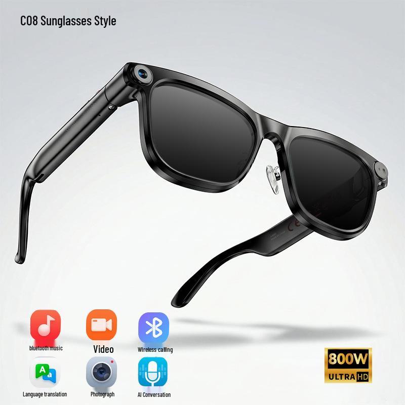 Smart Glasses with 800W Pixel HD Camera and AI Recognition
