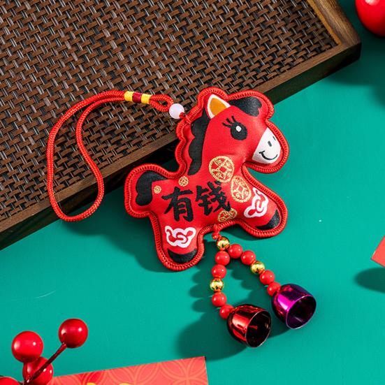 2026 Chinese New Year Horse Lucky Hanging Pendant Zodiac Animal Feng Shui Charm with Tassel/Bell for Spring Festival Wedding Party Car Tree Decor