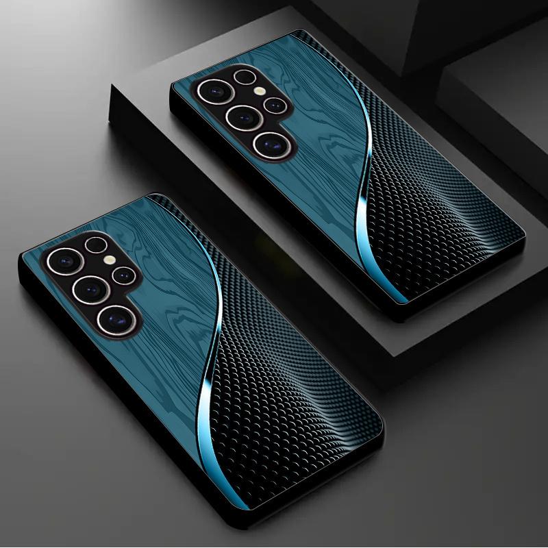 Креативные текстурные волны Изысканный чехол для телефона для Samsung Galaxy S26 S25 S24 S23 S22 S21 FE Ultra Plus Мужчины женщины Встроенное стекло