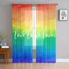 Радужный Акварельный Градиент Ручная Роспись Вуаль Прозрачные Шторы Гостиная Окно Тюлевая Занавеска Кухня Спальня Драпировки Домашний Декор