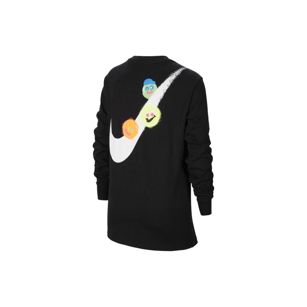 Nike Sportswear Letter Round Neck Casual Long Sleeve T-Shirt Kids Tops Black HJ1484-010