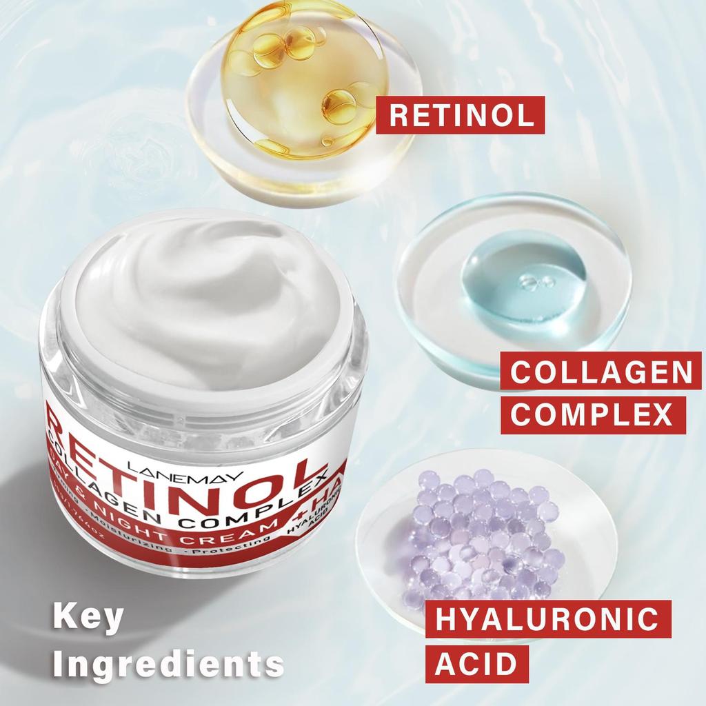 Увлажняющий крем с ретинолом для дня и ночи - Увлажняет сухую кожу, уменьшает мелкие и глубокие морщины, выравнивает тон кожи - Увлажняющий крем для лица для всех типов кожи, 50 г