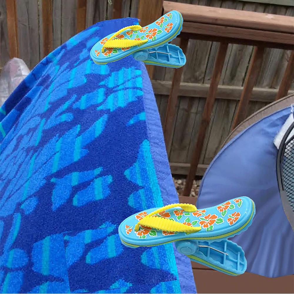 Зажимы для пляжных полотенец для патио и бассейна включают тапочки для солнцезащитных очков Flamingo Dolphin