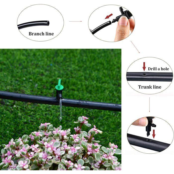 60 pcs émetteurs goutte-à-goutte irrigation 1/2/4 GPH réglables noir bleu vert