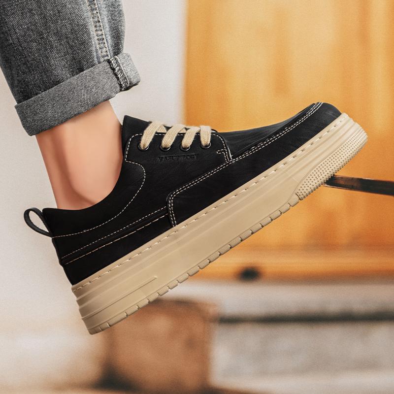 Модная спортивная повседневная обувь на толстой подошве, трендовый минималистичный стиль, ежедневный комфорт, качество, для молодежи и взрослых, черная обувь на шнуровке