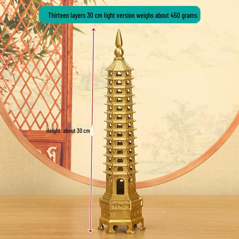 Медное украшение Пагода Вэньчан: Большой, 7-13-слойный китайский буддийский декор для дома и храма