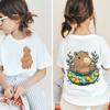 Hot Sale Kawaii Capybara Lovers Kids 1-14Y Cotton T-shirt White Short-sleeved Cartoon Top Double-sided Printing for Girls