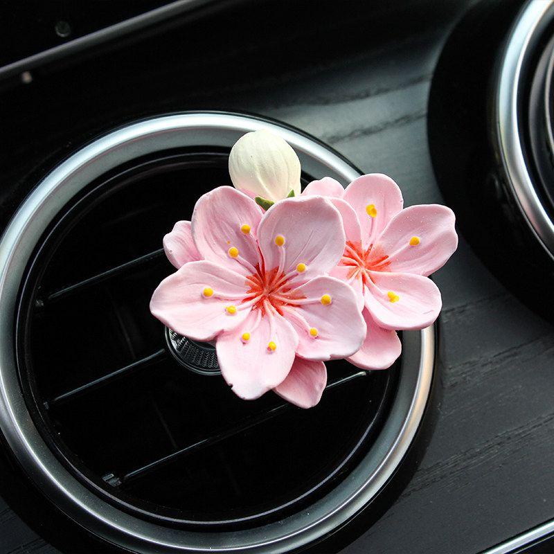 Ins-Style Summer Peach Blossom Cute Pink Air Conditioner Vent Clip Decoration Perfume Aroma Diffuser Stone