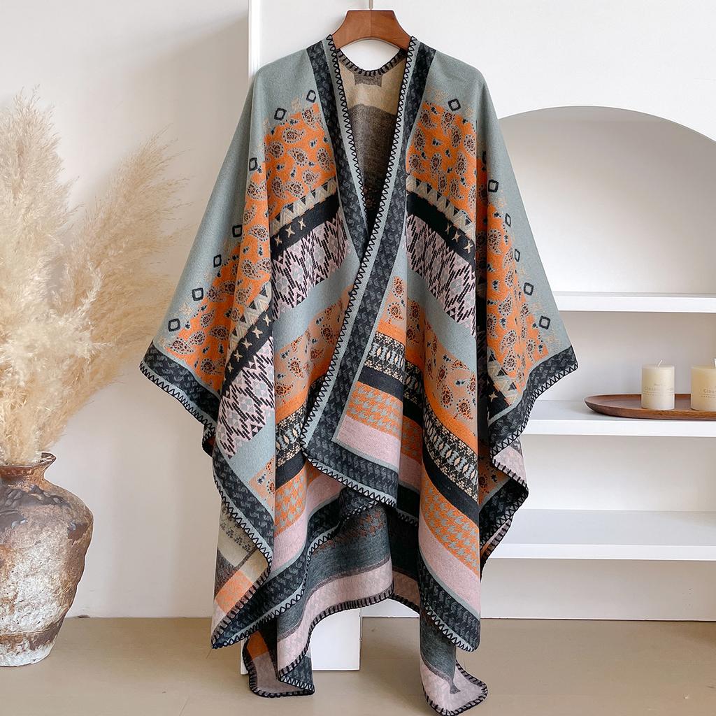 Autumn Winter Coldproof Windproof Shawl - Elegant Jacquard Design Cloak Oversized Style, Imitation Cashmere Soft Warm Scarf
