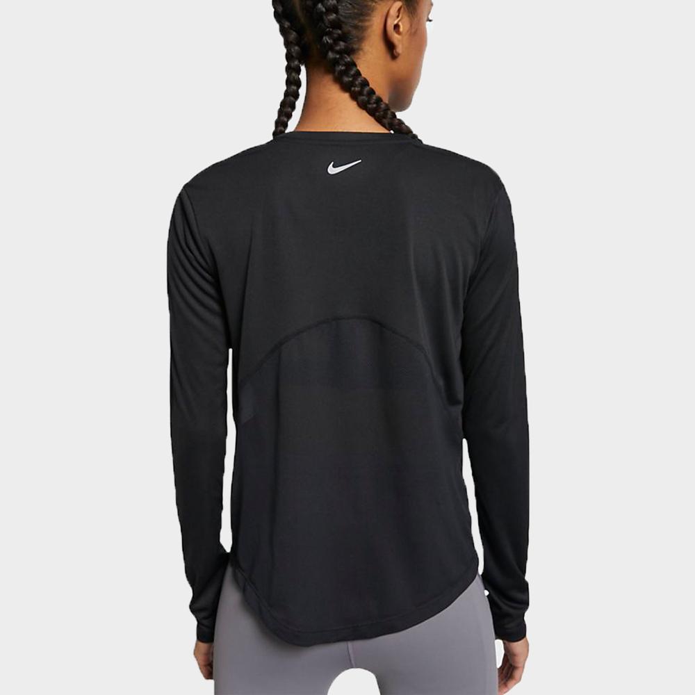 Nike Dri-FIT Slim Fit Длинный рукав Бег Тренировочная футболка Женская Топы Черный AJ8129-010