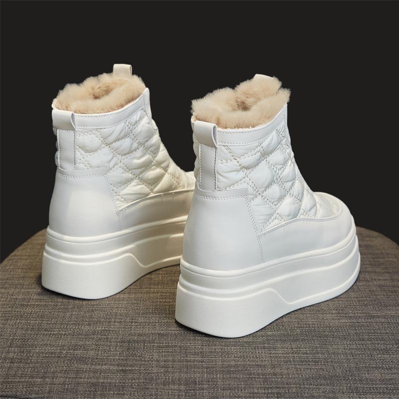 Женские зимние теплые ботинки для снега с застежкой-молнией, ботильоны на толстой платформе с подкладкой из искусственного меха, удобные нескользящие короткие ботинки для ходьбы для женщин