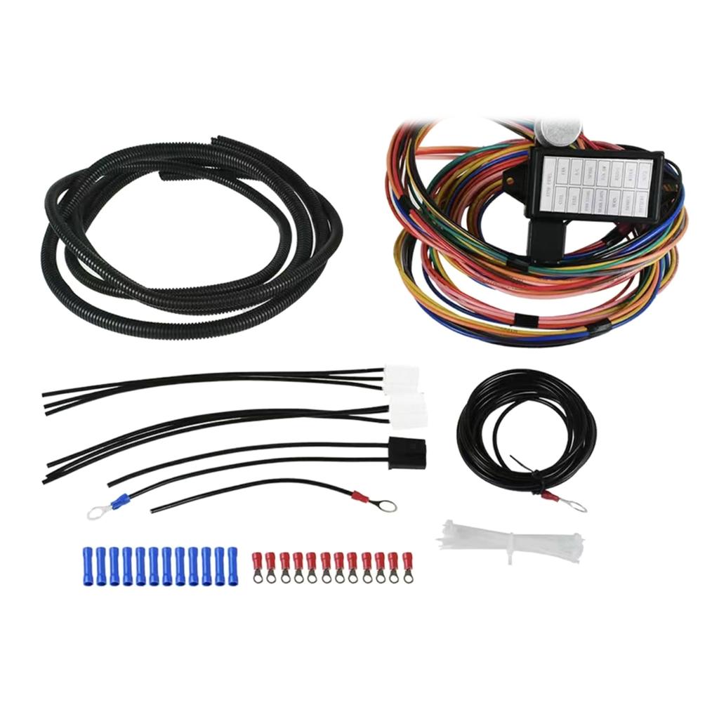 Универсальная 14-контурная проводка Маслкар Хот-род Стрит-род XL Провод 12 В Напряжение Комплект жгута цепи Инструмент для ремонта
