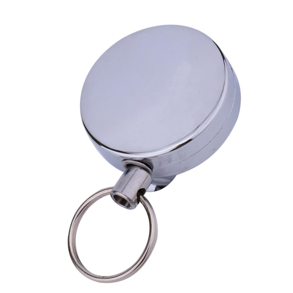 2 Pcs Metal Retractable Pull Chain 65cm Pull Chain Reel Retractable Badge Holder Education Sector